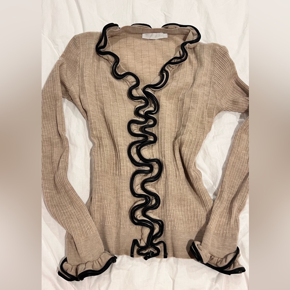 Anne Fontaine Beige Top with Black Trim